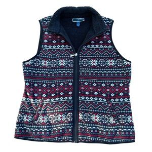 Karen Scott red and black multi pocket women’s size extra large Fleece Vest